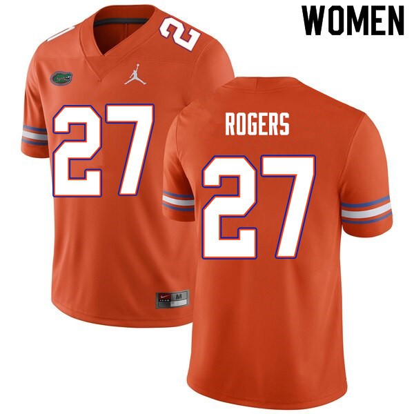 Women #27 Jahari Rogers Florida Gators College Football Jersey Orange